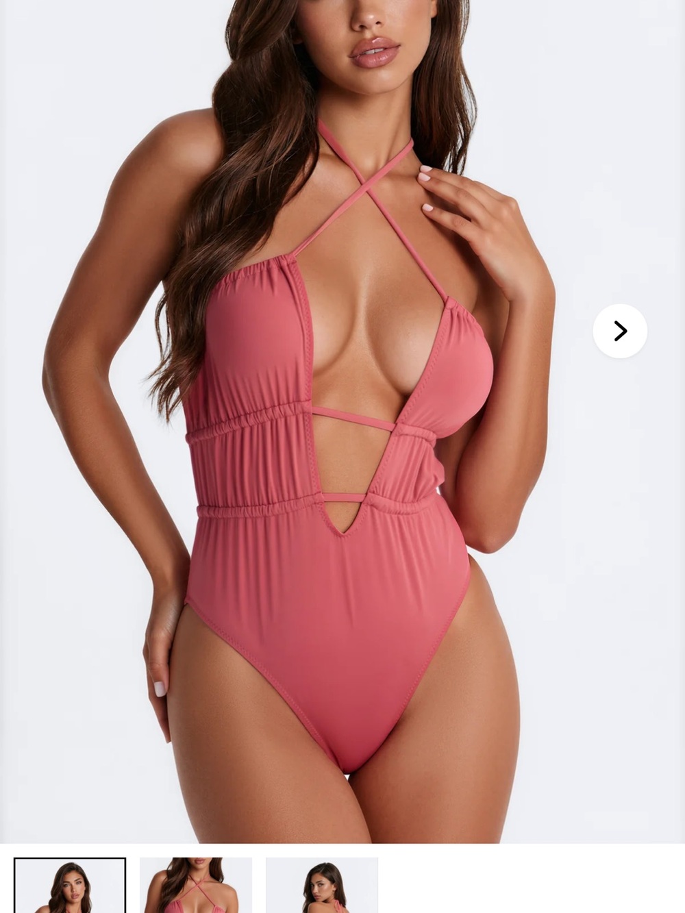 Fashion Nova Rose-Mauve Cross-Front One-Piece Swimsuit